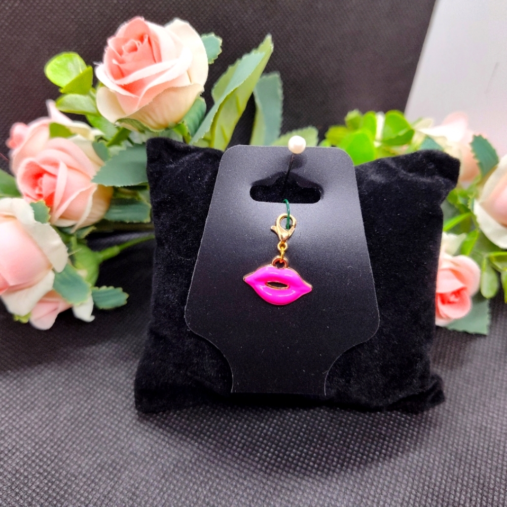 Hot PINK Lips Lobster Clasp Charm for Bracelet Purse Charm Bag Zipper pull